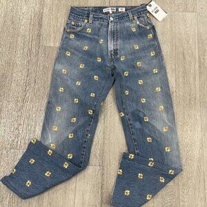 NWT Levi's Redone Embroidered Distressed Floral Vintage Denim Pants - Si…